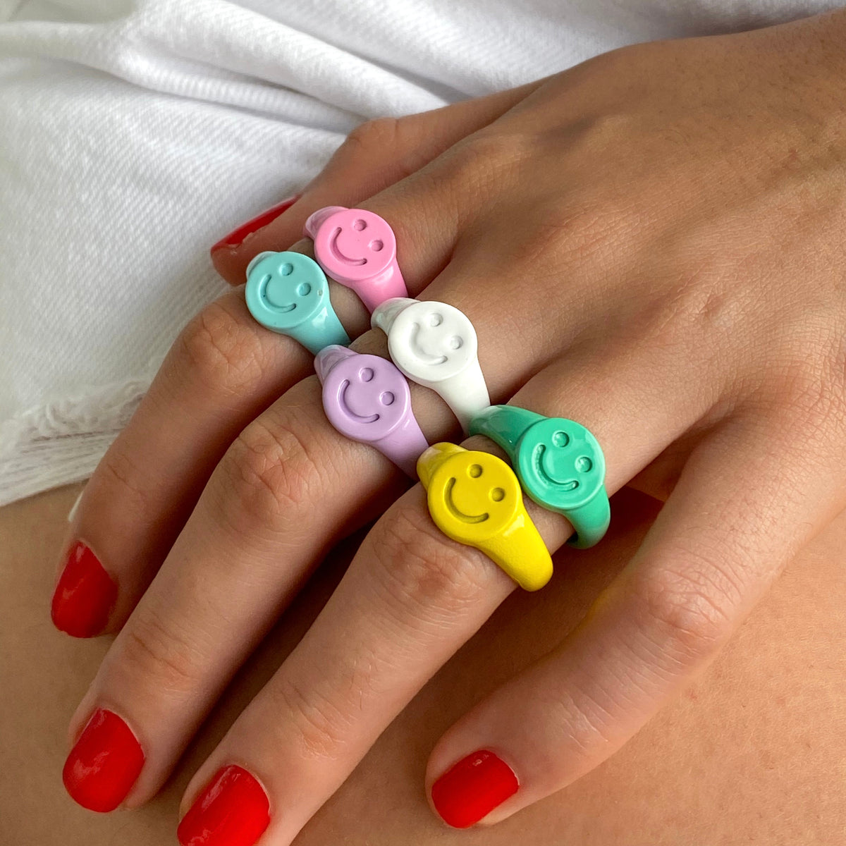 【as if calie】24FW CALIE SMILE RING Smiley Faces Ring Sterling Silver Adjustable | Open Selvered