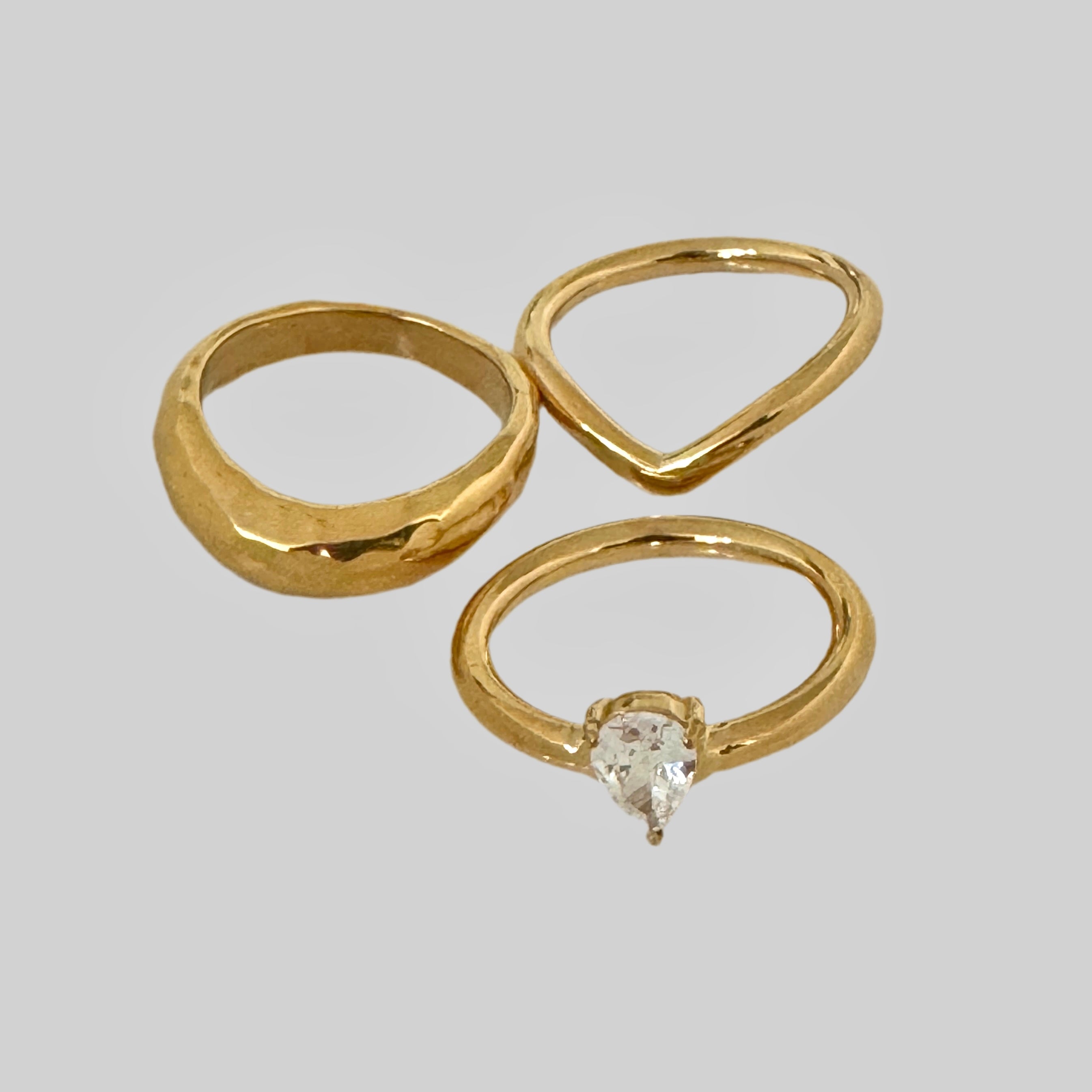 Golden Raindrop Ring Set