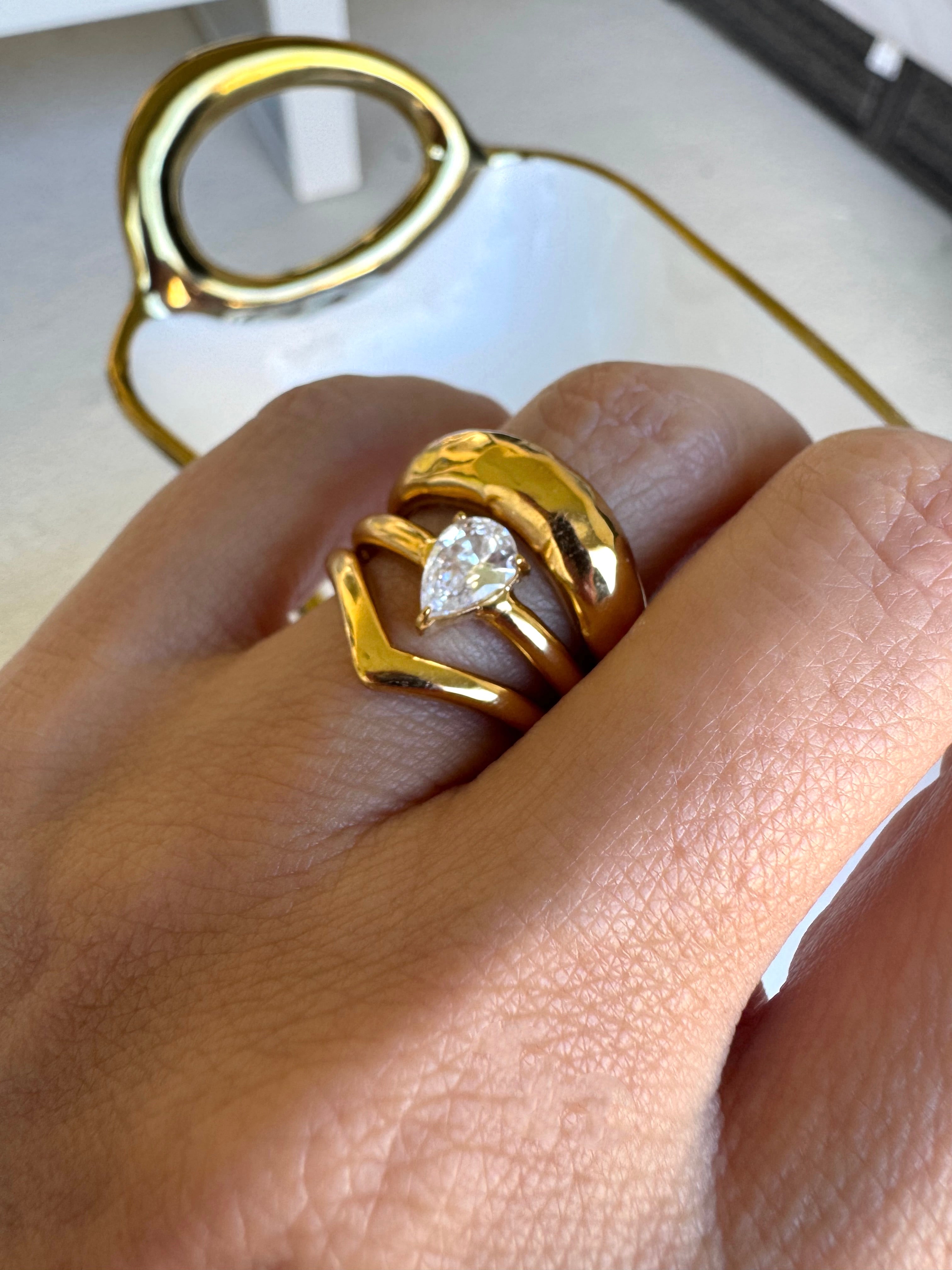 Golden Raindrop Ring Set