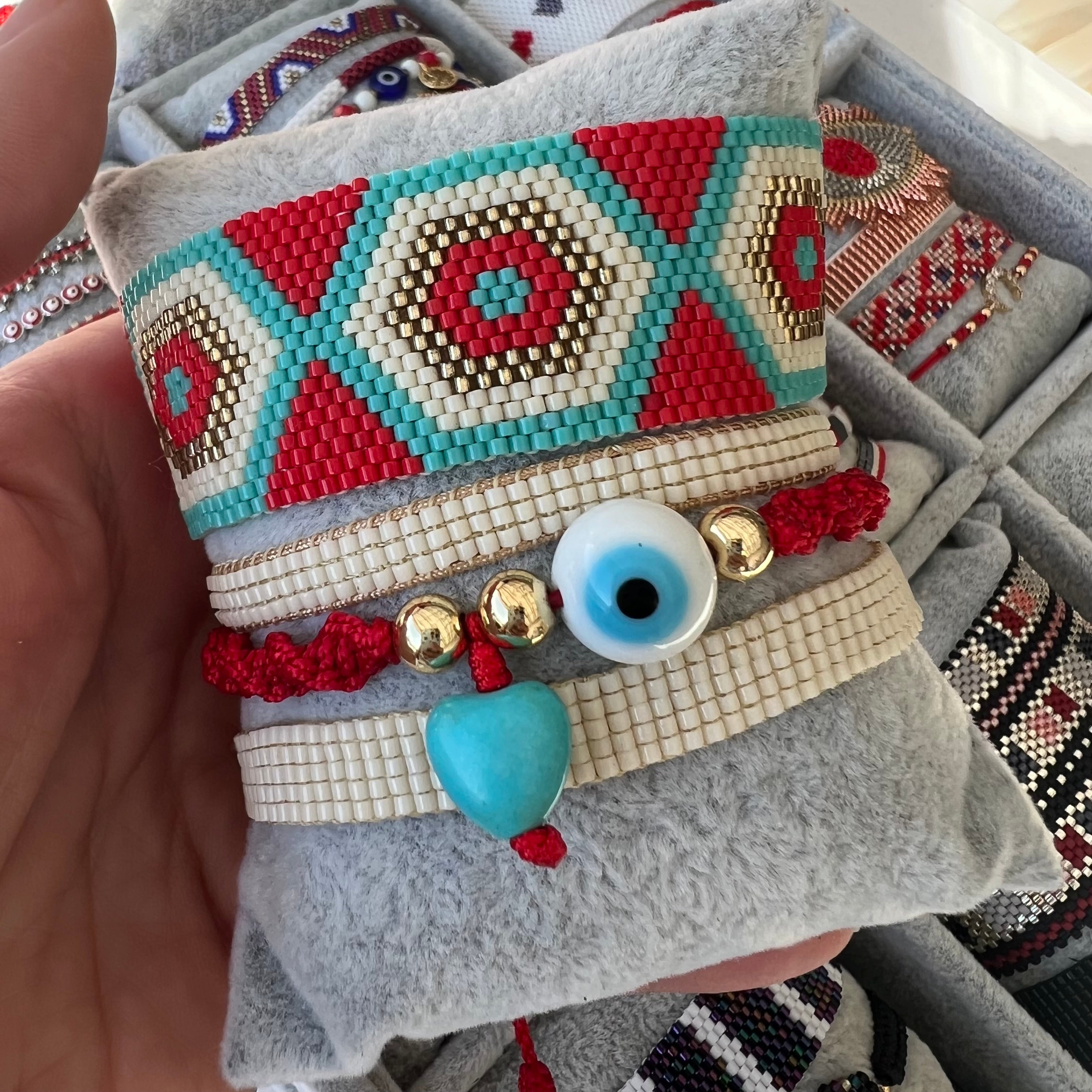 Red & Turquoise Miyuki Bracelet