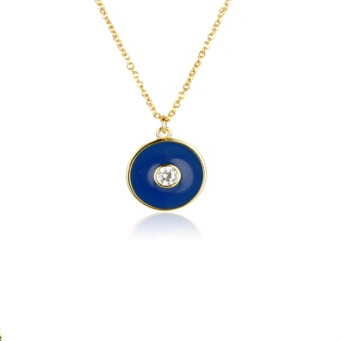 Blue Enamel Circle Necklace