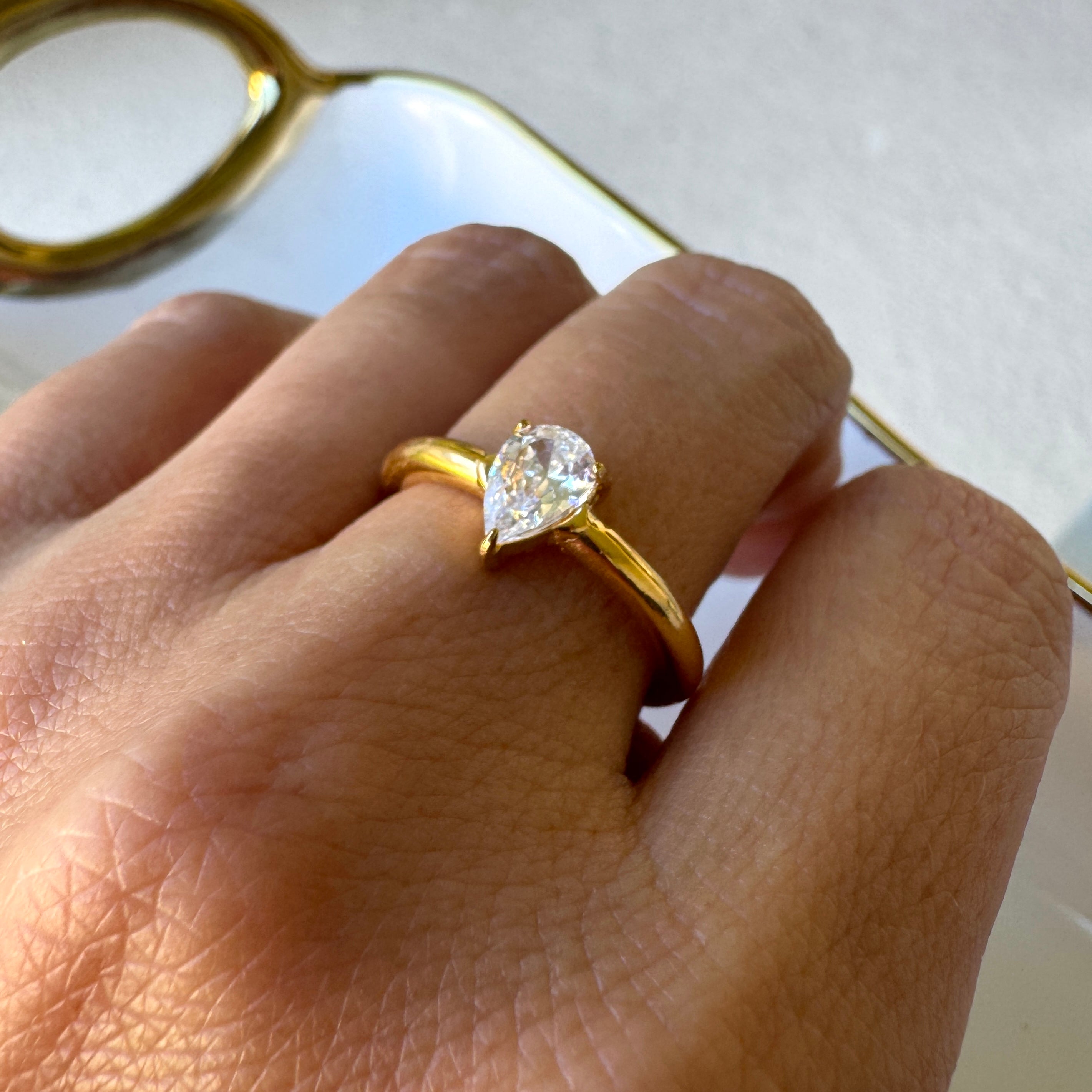 Golden Raindrop Ring Set