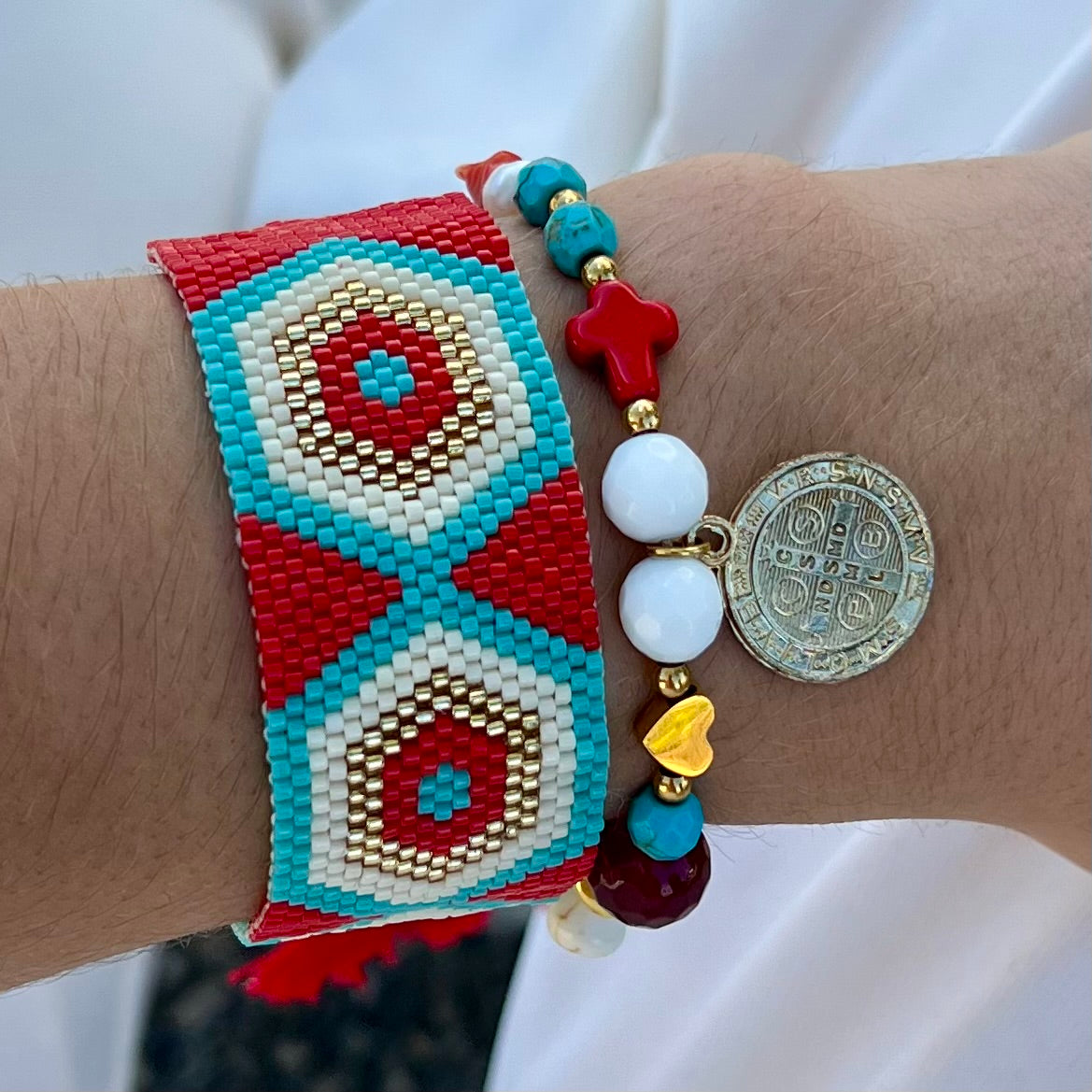 Red & Turquoise Miyuki Bracelet