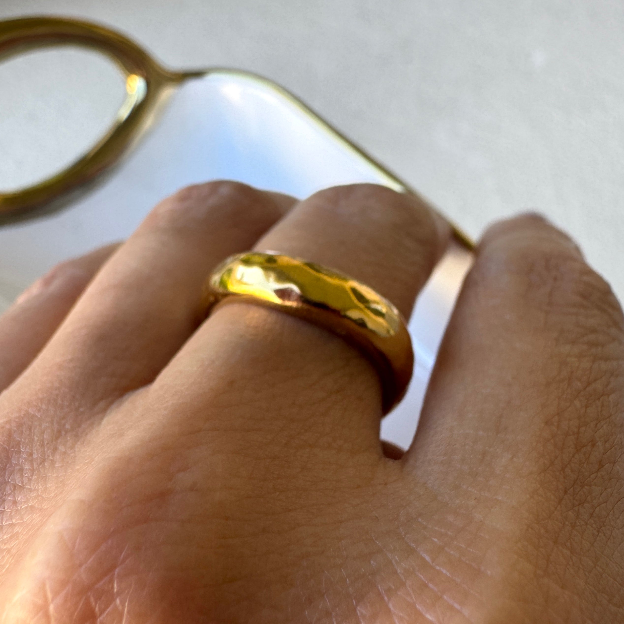 Golden Raindrop Ring Set