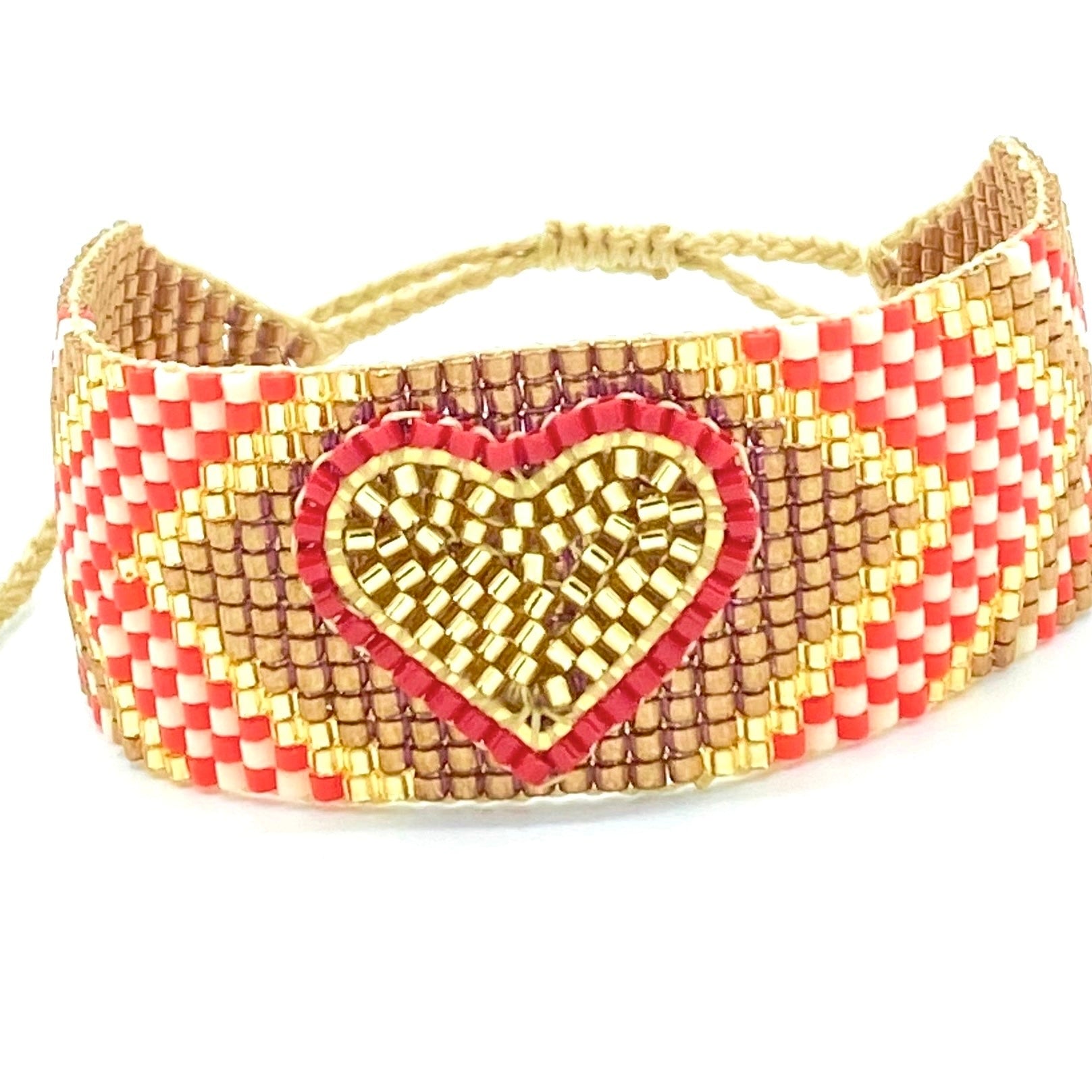 Ocre Red Heart Miyuki Bracelet