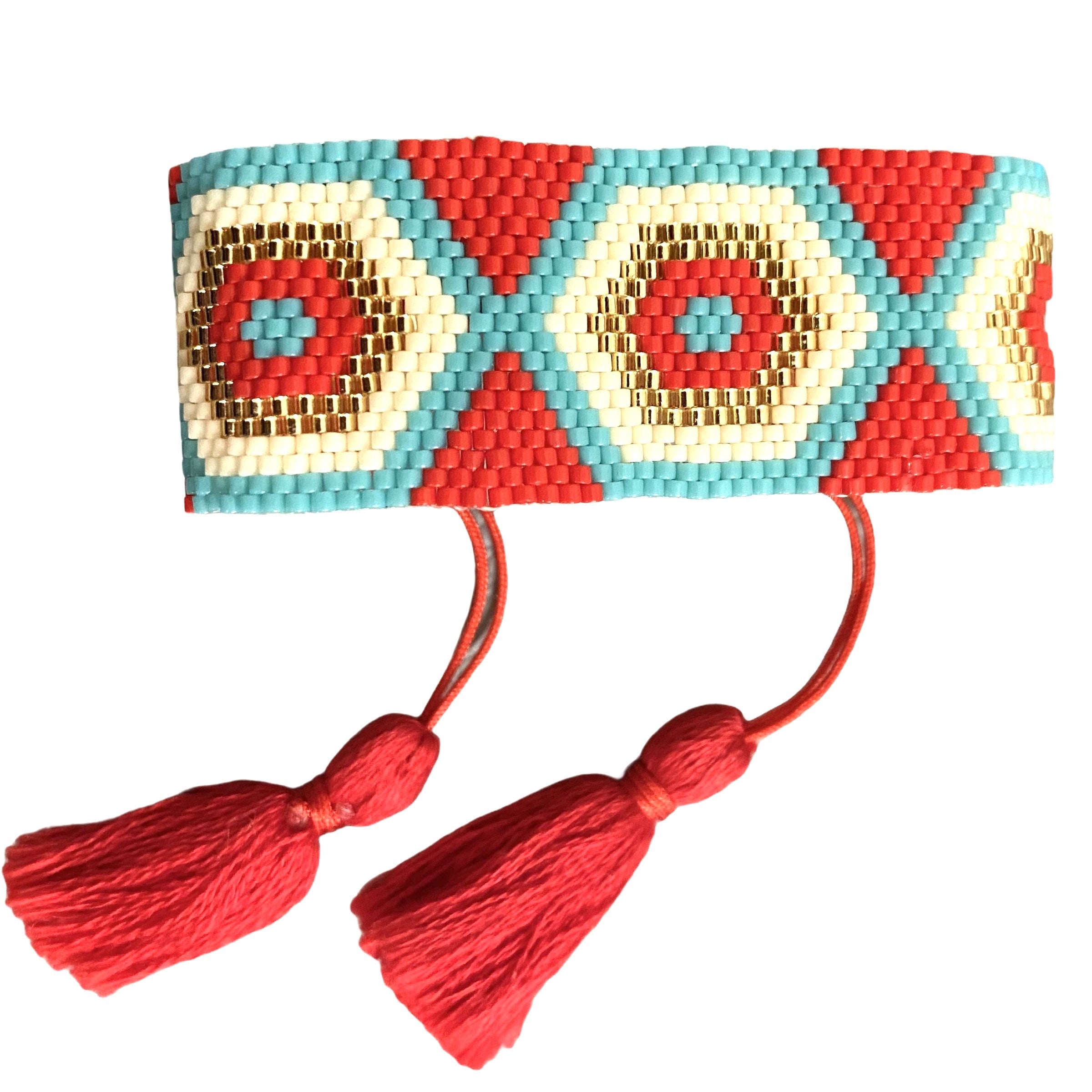 Red & Turquoise Miyuki Bracelet