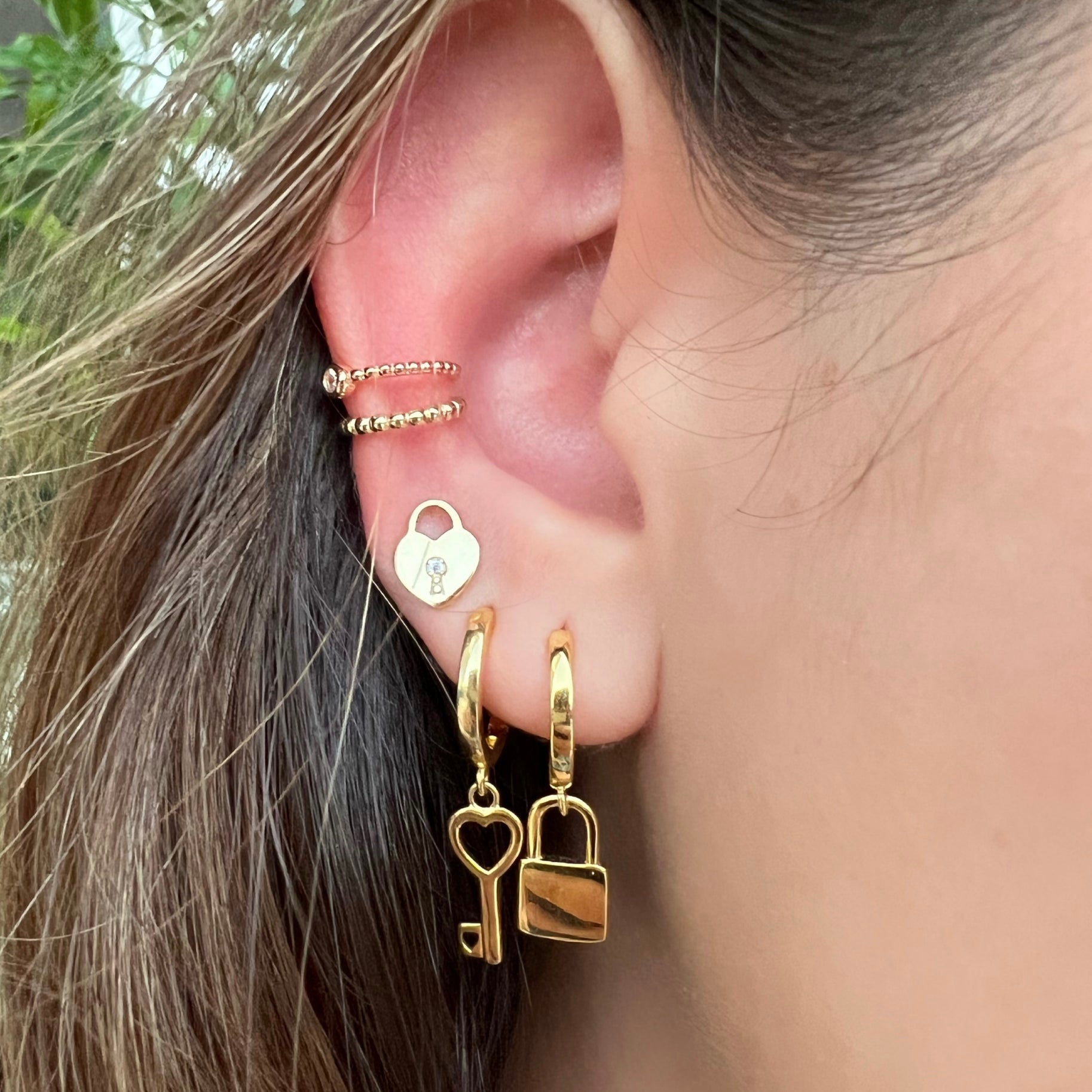Solid Lock Huggies earrings