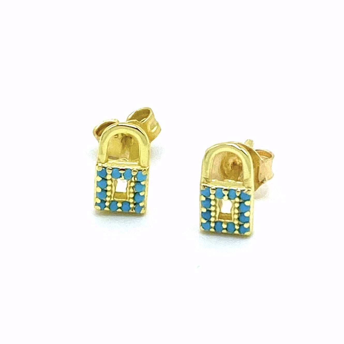 MINI LOCK BLUE studs earrings