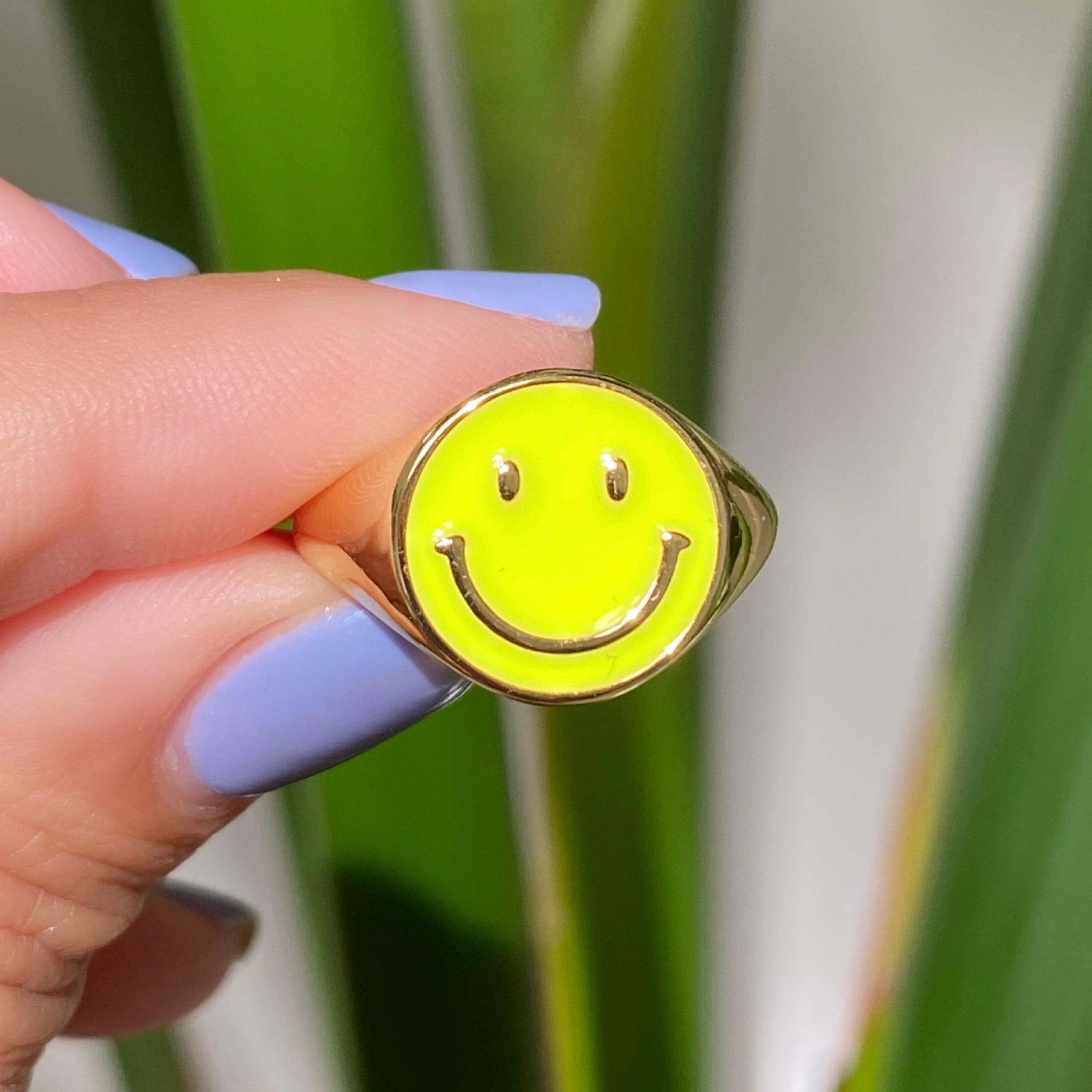 Enamel Smiley Face Ring