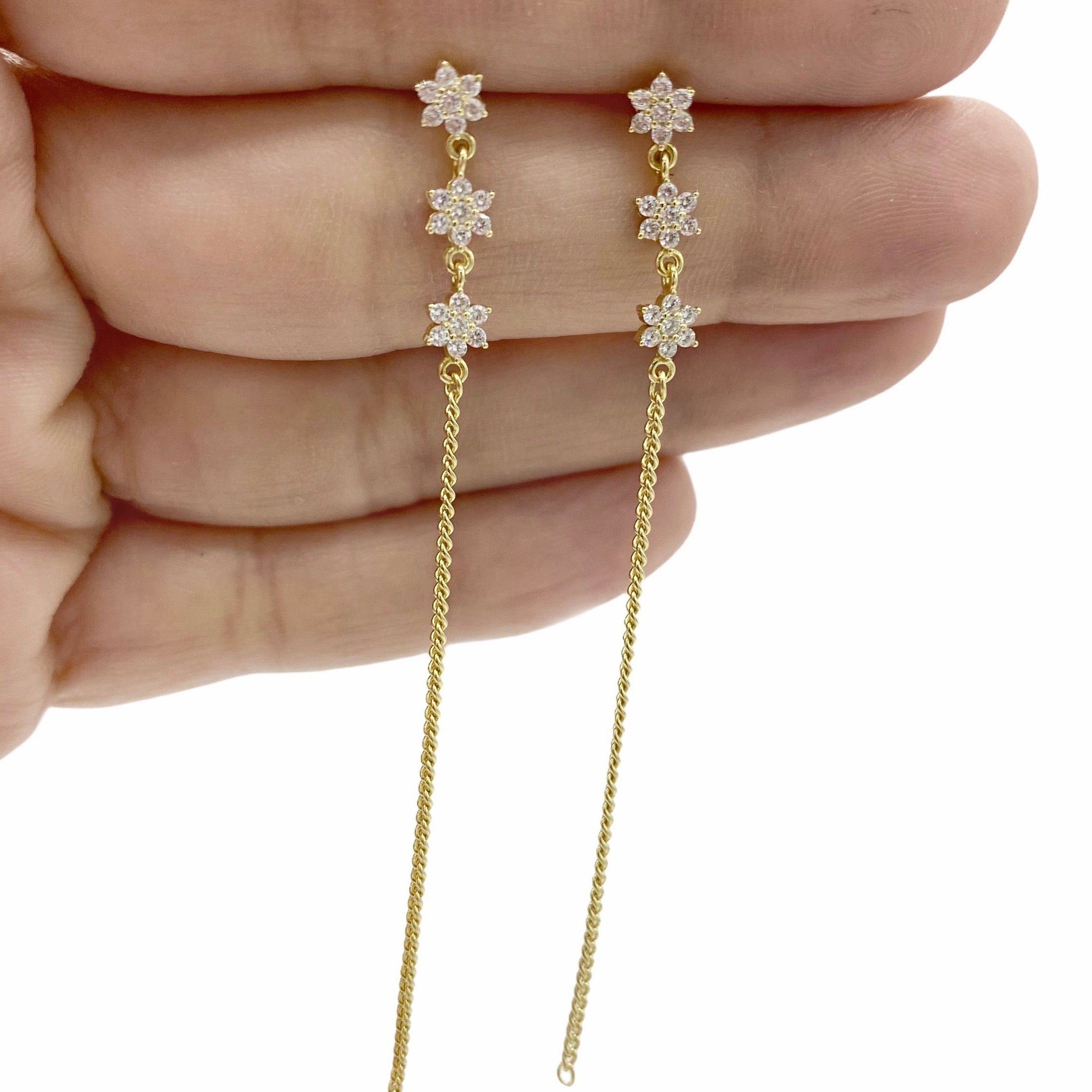 3 STARS LONG chain earrings