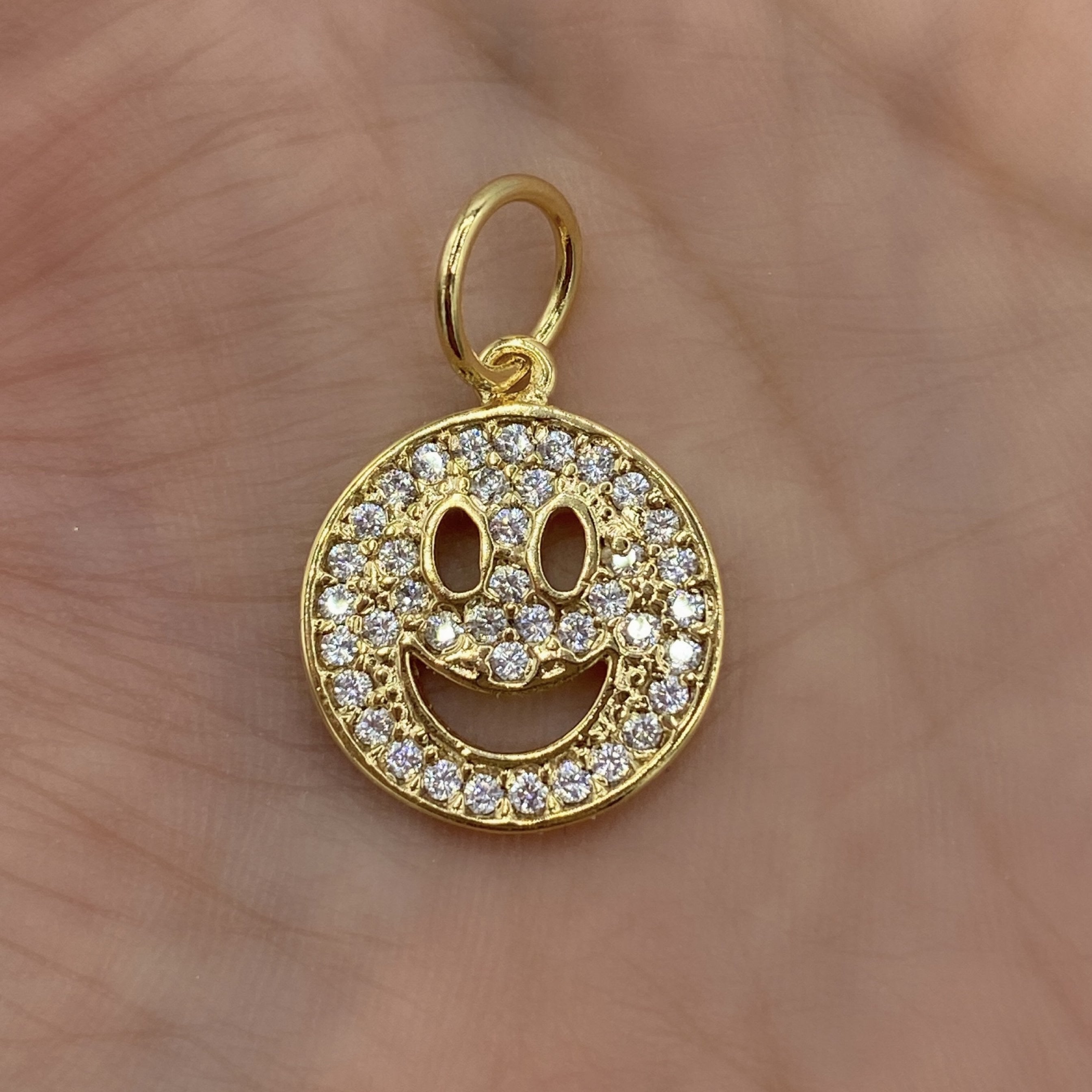 Pave Happy Face  Charm