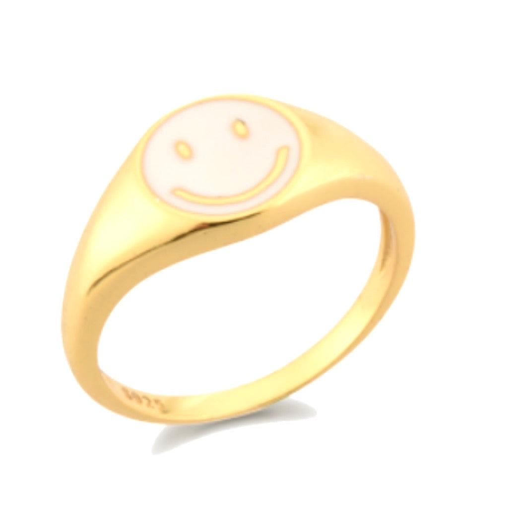 Happy Face Enamel Ring
