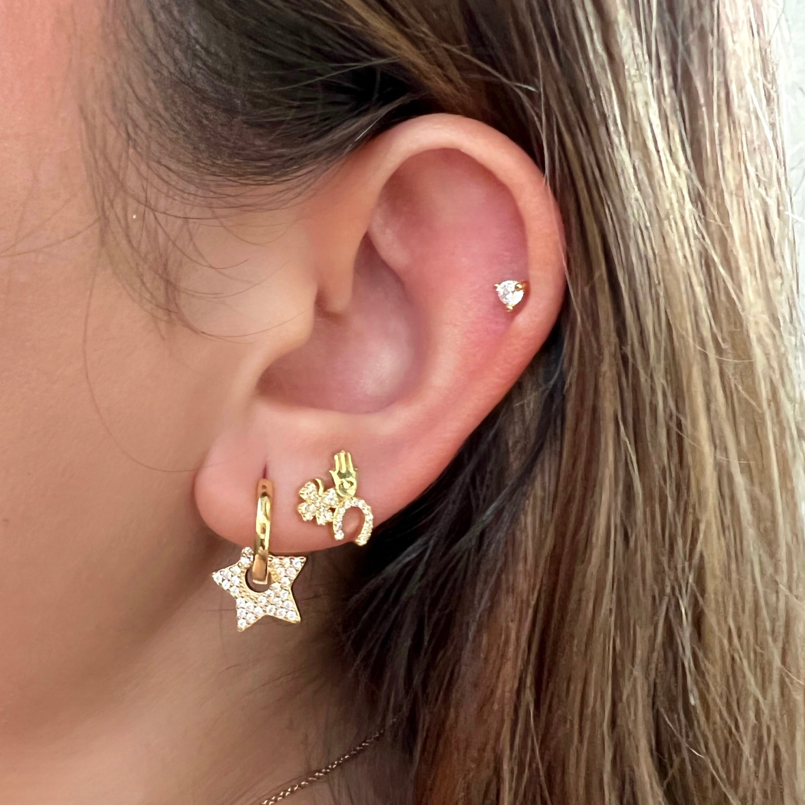 Star charm huggies earrings