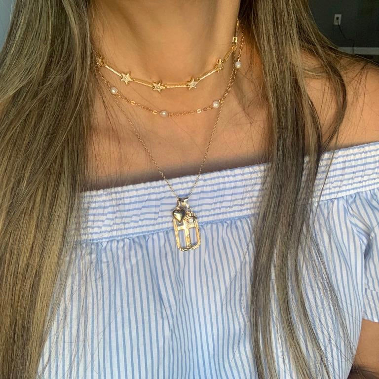 CROSS SQUARE- necklace charm