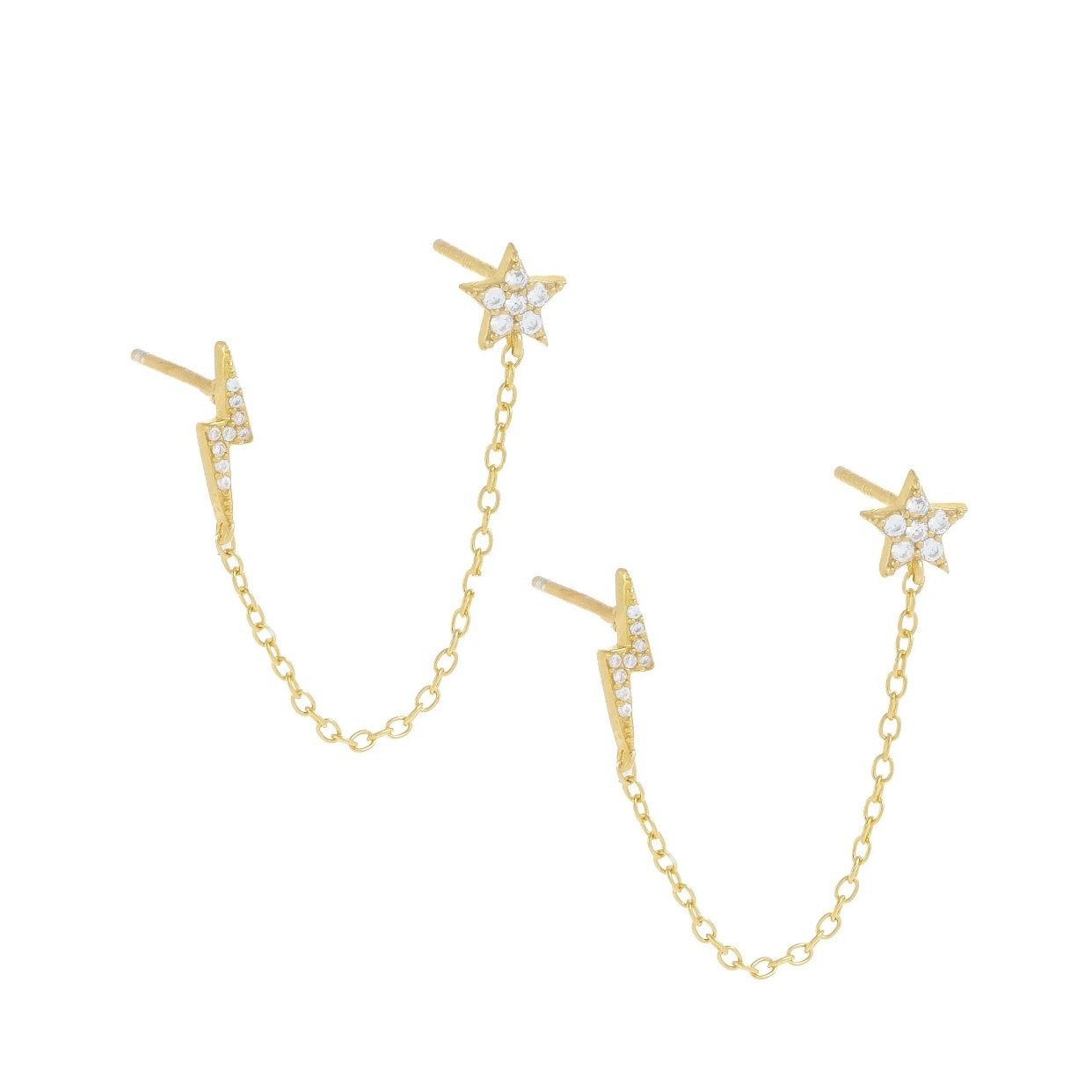 STAR AND LIGHTNING chain studs