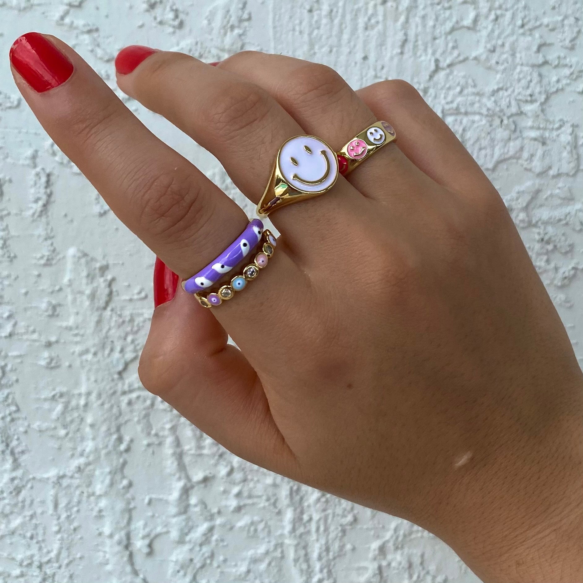 Pastel Happy Face Ring