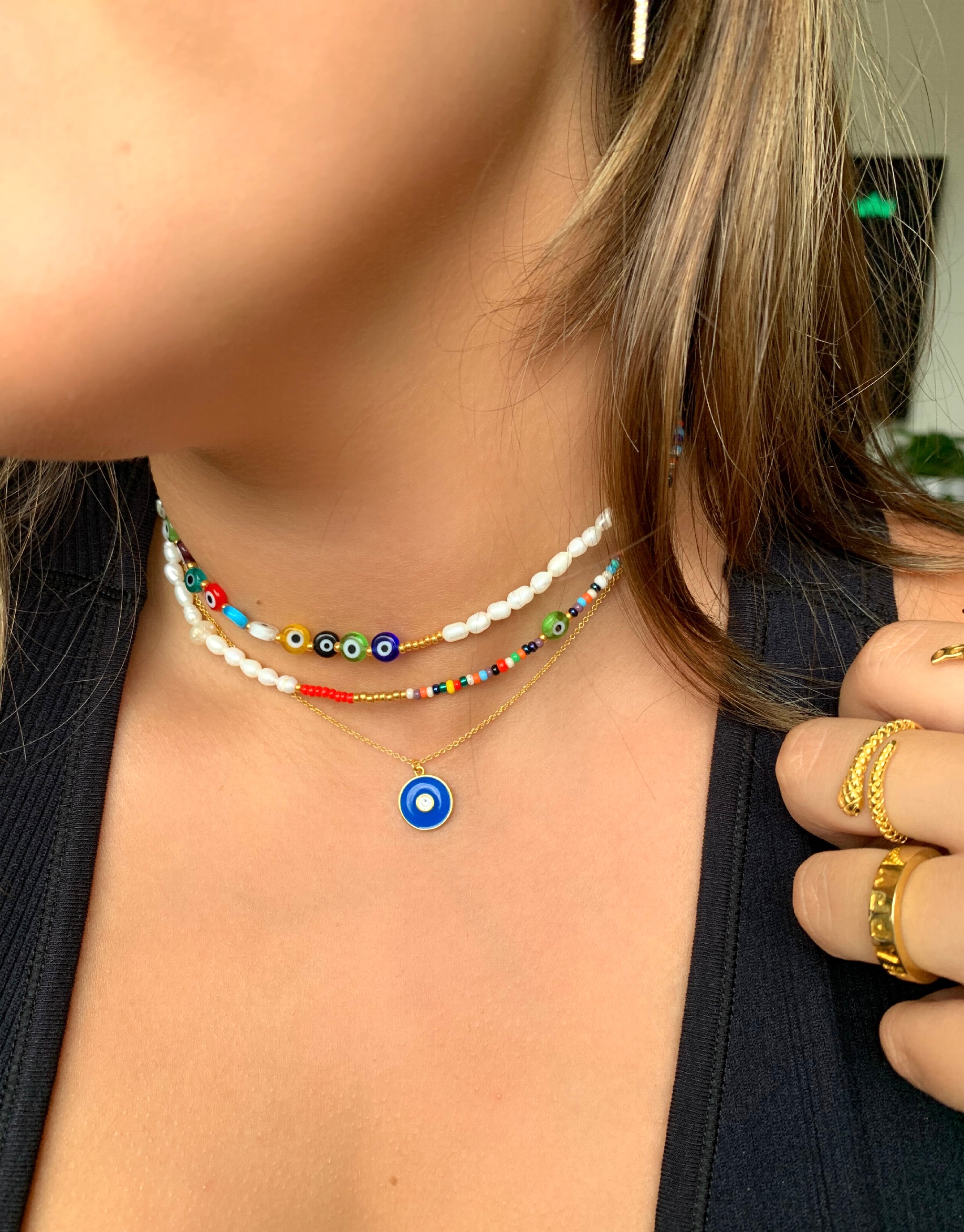 BLUE ENAMEL CIRCLE necklace