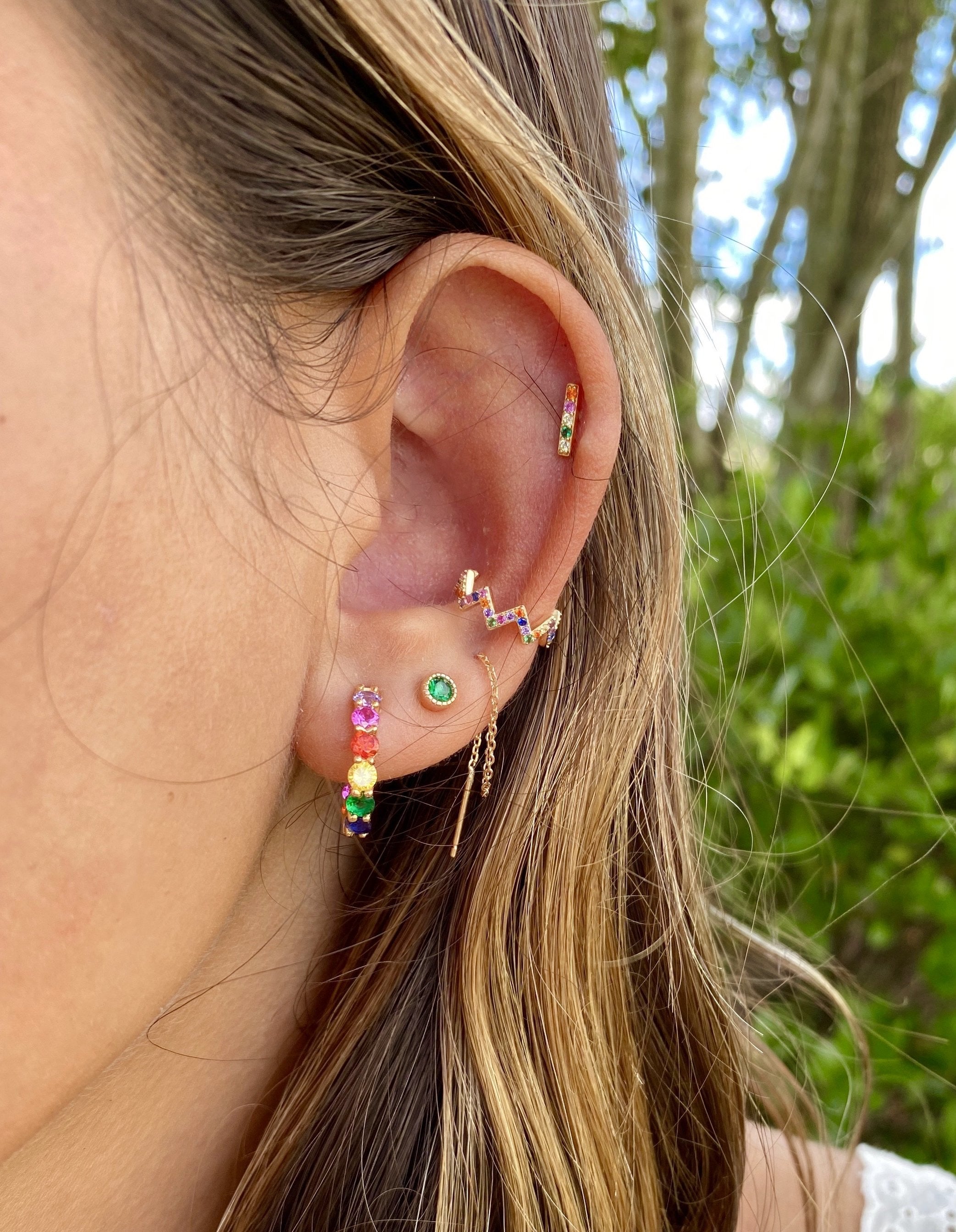 ZIG ZAG chain ear cuff earrings